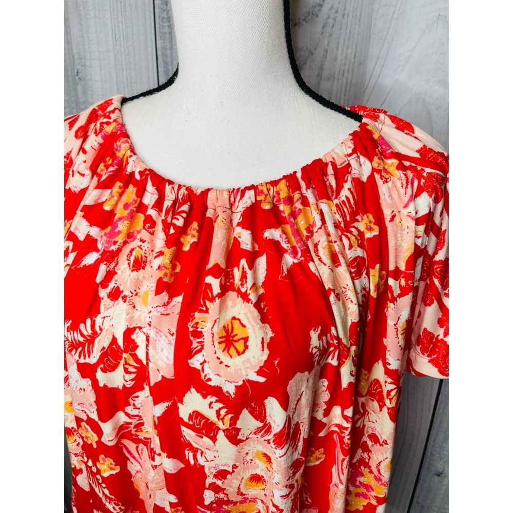 Free People Baja Babe Cold Shoulder Top Floral Boho Vacation Sz L - Picture 3 of 10